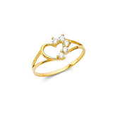 14K Yellow Gold 6mm CZ Heart Shape Babies Ring