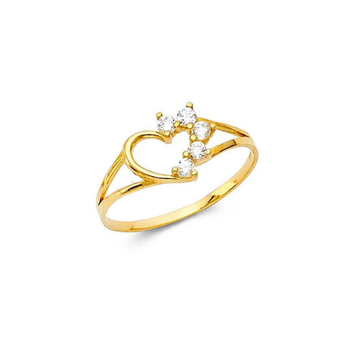 14K Yellow Gold 6mm CZ Heart Shape Babies Ring