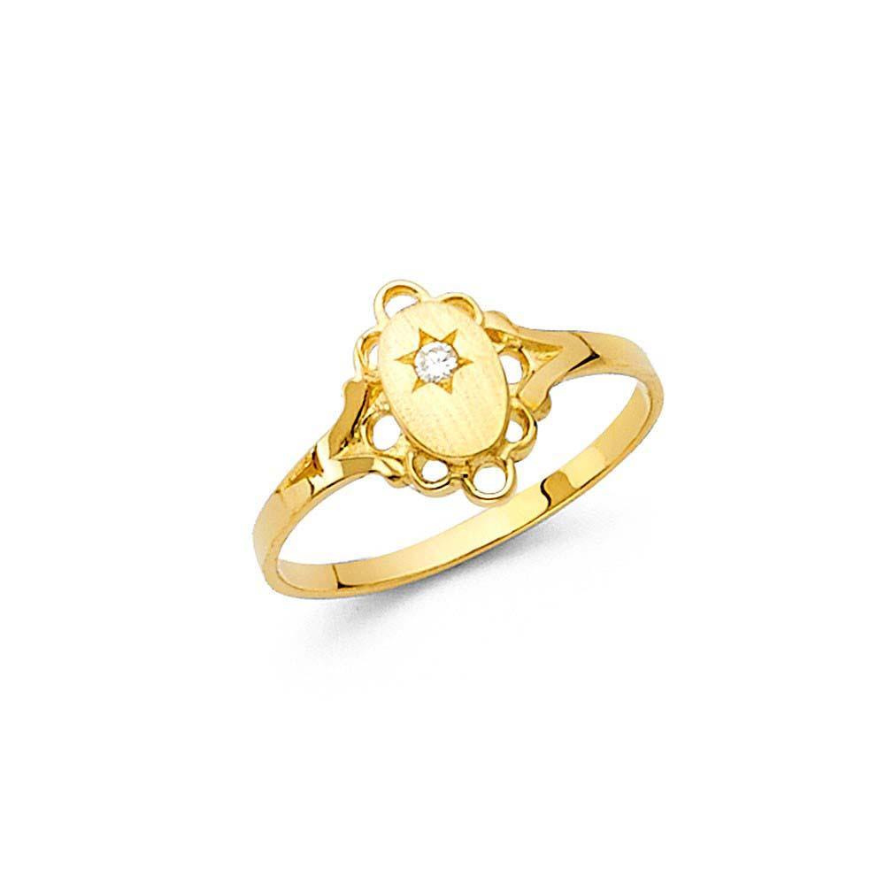 14K Yellow Gold 9mm CZ Babies Ring - silverdepot