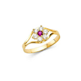 14K Yellow Gold 6mm CZ Flower Shape Babies Ring