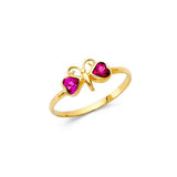 14K Yellow Gold 6mm CZ Red Butterfly Shape Babies Ring