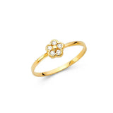 14K Yellow Gold 6mm CZ White Flower Shape Babies Ring