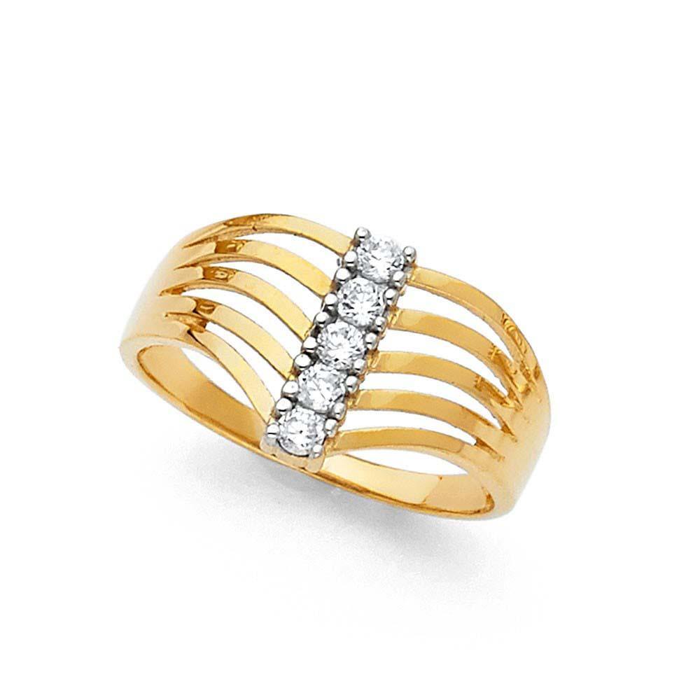 14K Yellow Gold 10mm Clear CZ Semanario Ring - silverdepot