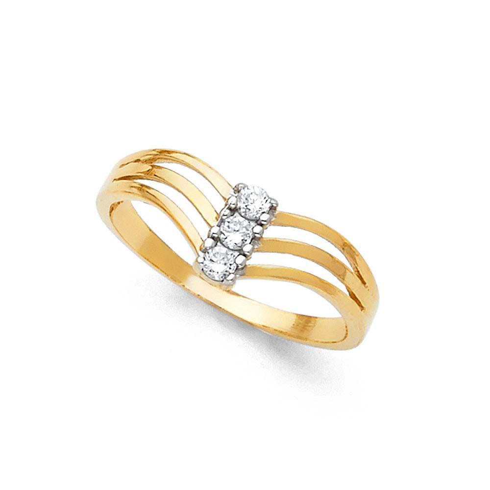 14K Yellow Gold 7mm Clear CZ Semanario Ring - silverdepot