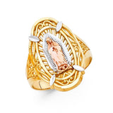 14K Tri Color 21mm Guadalupe Religious Ring