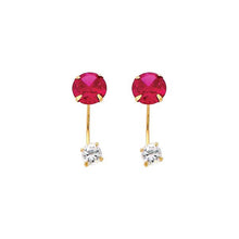Load image into Gallery viewer, 14K Yellow Gold 6mm Ruby CZ Curved Earrings