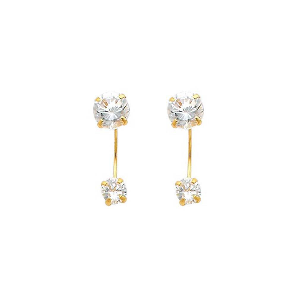 14K Yellow Gold 5mm CZ Curved Earrings