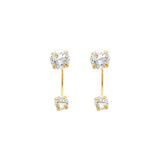 14K Yellow Gold 5mm CZ Curved Earrings