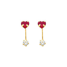 Load image into Gallery viewer, 14K Yellow Gold 5mm Heart Ruby CZ Curved Earrings