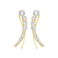 Load image into Gallery viewer, 14K Yellow Gold White CZ Hanging Earrings