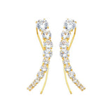 14K Yellow Gold White CZ Hanging Earrings