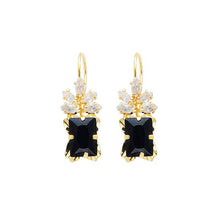 Load image into Gallery viewer, 14K Yellow Gold Black and White CZ Hanging Earrings