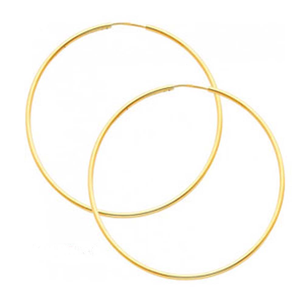 14K Yellow Gold 1.5mm Endless Hoop Earrings