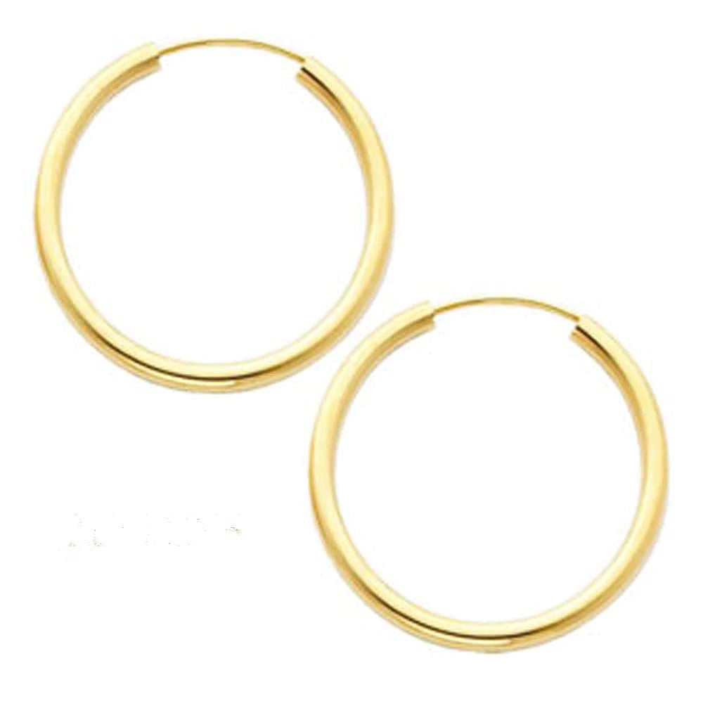 14K Yellow Gold 1.5mm Endless Hoop Earrings