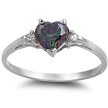 Load image into Gallery viewer, Sterling Silver Rainbow Cubic Zirconia Heart And White Cubic Zirconia RingAnd Width 7mm