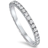 Sterling Silver New Micro PaveRound Cz Eternity Style Band Ring with CZ StonesAndWidth 2mm