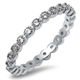 Sterling Silver Infinity Cubic Zirconia Eternity Band Ring with CZ StonesAndWidth 3mm