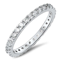 Load image into Gallery viewer, Sterling Silver 4 Prong Cubic Zirconia Eternity Band Ring with CZ StonesAndWidth 2mm