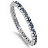 Sterling Silver Stackable Sapphire Cubic Zirconia Ring with CZ Stones