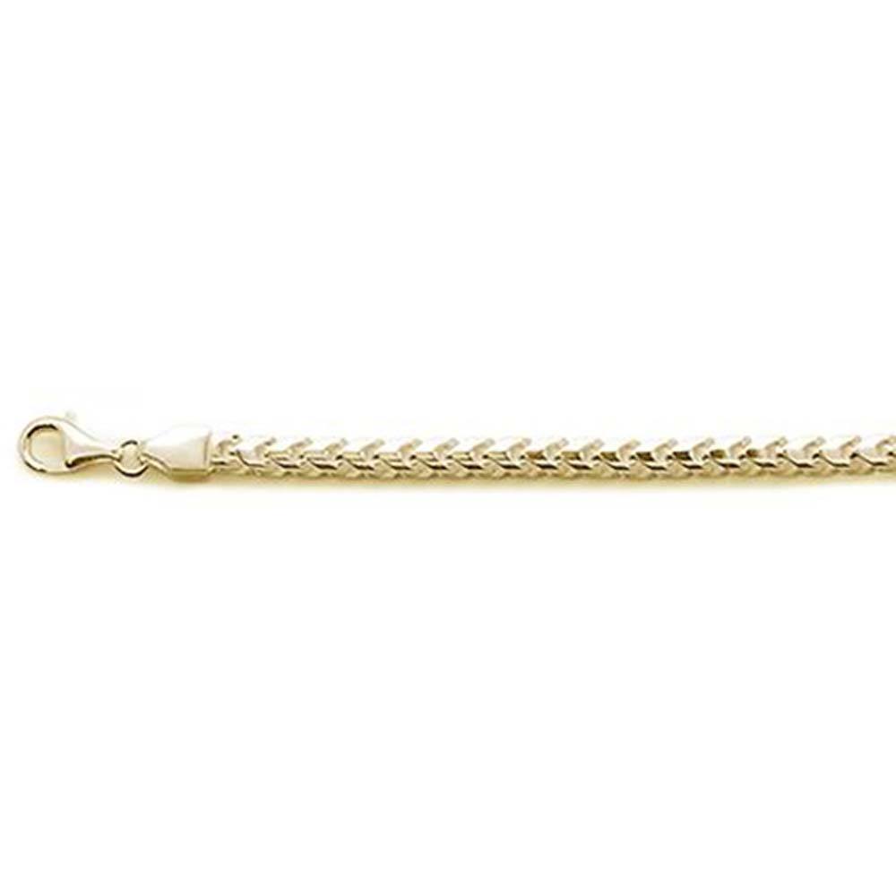 Sterling Silver 150-4.5MM Yellow Gold Plated Oval Franco Chain 20 inches