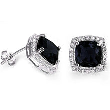 Load image into Gallery viewer, Sterling Silver Cushion Cut Black Onyx &amp; Cubic Zirconia EarringAnd Thickness 11mm