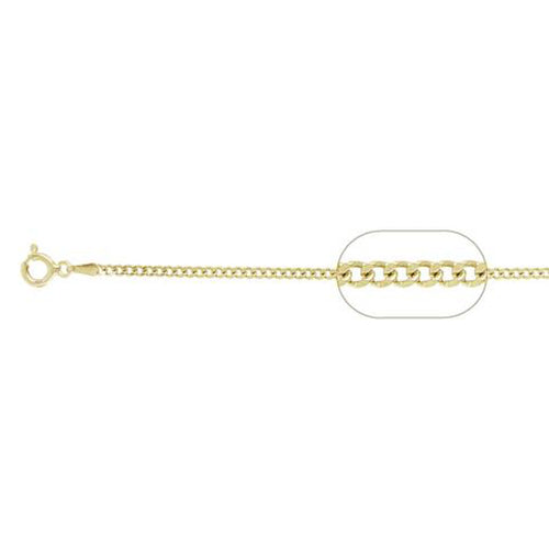Sterling Silver Yellow Gold Plated Curb Chain 050-1.7MM with Spring Clasp