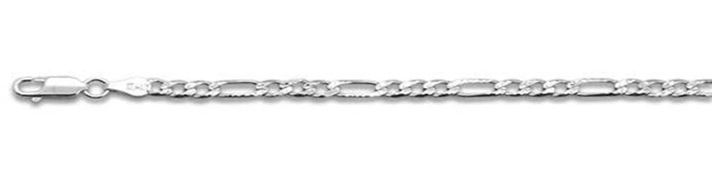 Sterling Silver Solid 080-3mm Pave Figaro Chain