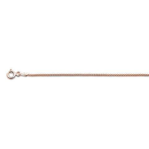 Sterling Silver Rose Gold Plated Popcorn Chain 020-1.4MM with Spring Clasp