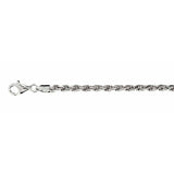 Sterling Silver Solid 080-4MM Rhodium Plated Rope Chain 8 inches
