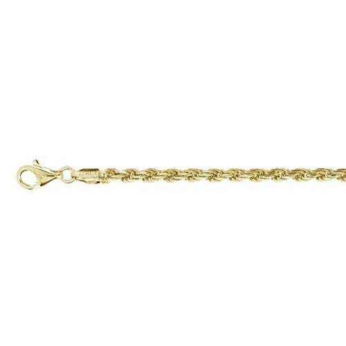 Sterling Silver Yellow Gold Plated Rope Chain 080-4mm with Lobster Clasp