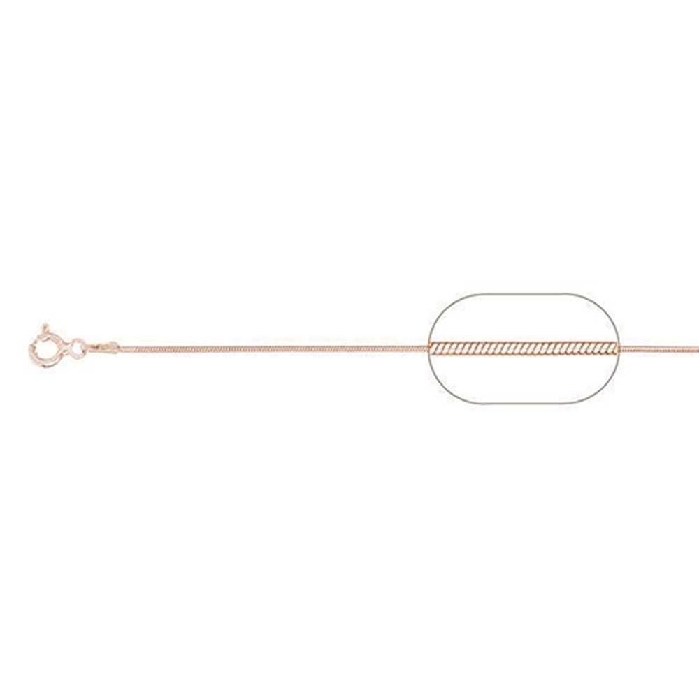 Sterling Silver Rose Gold Plated 020-1mm Snake Chain with Spring Clasp