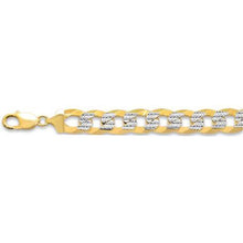 Load image into Gallery viewer, Sterling Silver 300-10MM Yellow Gold Plated Flat Pave Curb Chain