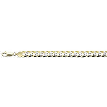 Load image into Gallery viewer, Sterling Silver 180-7.3MM Two Tone Yellow and White Pave Curb Chain
