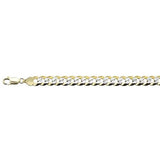 Sterling Silver 180-7.3MM Two Tone Yellow and White Pave Curb Chain