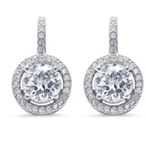 Sterling Silver Halo Style Fine Cubic Zirconia Earrings
