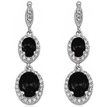 Load image into Gallery viewer, Sterling Silver Black Onyx And Cz Earrings