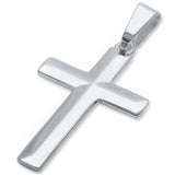 Sterling Silver Diamond Cut 4 1/2mm Thick Solid Cross Pendant 1.5  Long