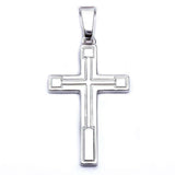 Sterling Silver Hand Carved Solid Cross Pendant 1.5  Long
