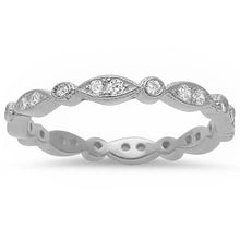 Load image into Gallery viewer, Sterling Silver Marquis &amp; Round Shape Cubic Zirconia Eternity Band Ring with CZ Stones And Width 3mm