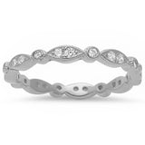 Sterling Silver Marquis & Round Shape Cubic Zirconia Eternity Band Ring with CZ Stones And Width 3mm