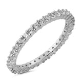 Sterling Silver Stackable Eternity Band Ring with CZ Stones