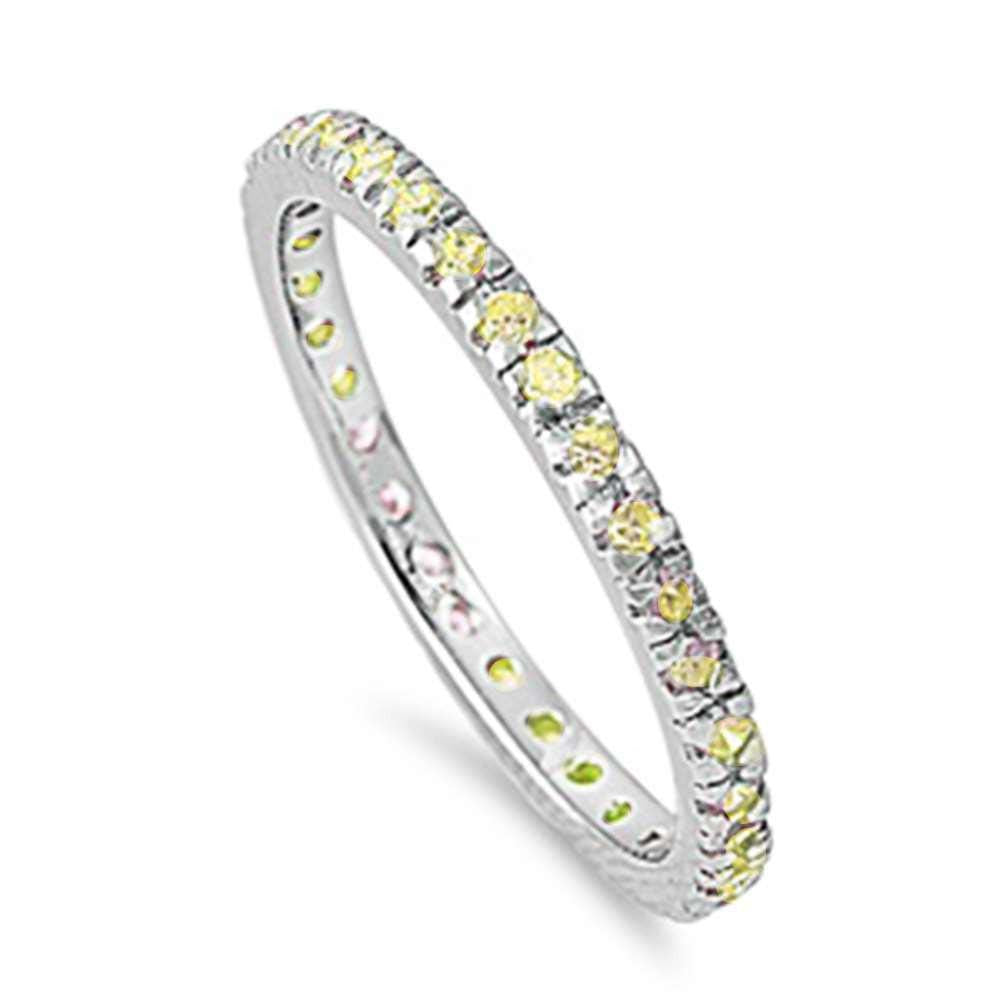 Sterling Silver Yellow Stackable Eternity Birthstone Band Ring