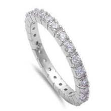 Load image into Gallery viewer, Sterling Silver Round Cz Eternity Fashion Band Ring with CZ StonesAndWidth 2.5mm