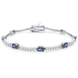 Sterling Silver Oval Rainbow Cubic Zirconia & White Cubic Zirconia Bracelet