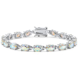 Sterling Silver Oval Light Rainbow Topaz Bracelet-13.5ct,7.25 inches