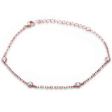 Sterling Silver Rose Gold Plated Bezel Set Cubic Zirconia Chain Bracelet