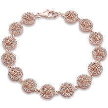 Load image into Gallery viewer, Sterling Silver Rose Gold Plated Halo Morganite And Cubic Zirconia Bracelet