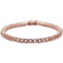 Load image into Gallery viewer, Sterling Silver Rose Gold Plated Round Morganite Cubic Zirconia BraceletAnd Width 4mm