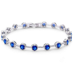 Sterling Silver Elegant Round Blue Sapphire .925 Tennis BraceletAnd Length 7 inch