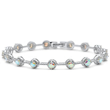 Load image into Gallery viewer, Sterling Silver Round Light Rainbow Topaz CZ Tennis Long Bracelet-7inches